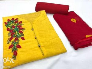 Two Red And Yellow Textiles