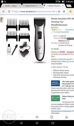 Unused new men trimmer its just only 720/, this