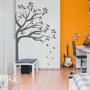 Wall sticker. New PVC vinyl. pink and grey color