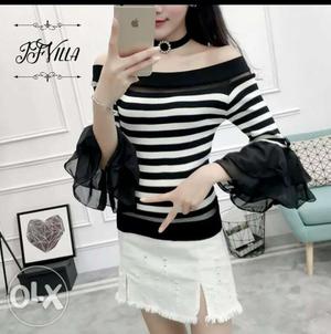 Women's White And Black Stripe Dress