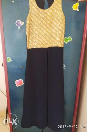 Women's tunic, size small navy blue with gold