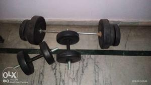 Black And Gray Barbell And Dumbbells