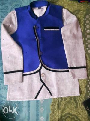Blue And Gray Zip-up Vest