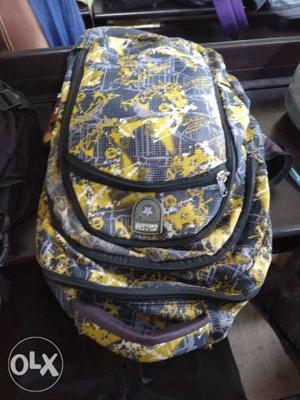 Brown, Yellow, And Blue Backpack