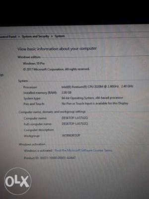LENOVO Windows 10 pro RAM 2GB HARD DISK 500GB, i3