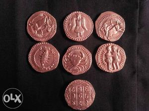 Mughal Era Sun Sign (Rashi) Copper Coins 11 coins