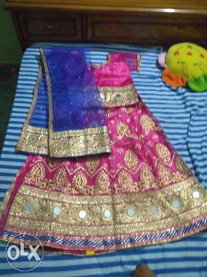 Party wear semi stiched lengha for 7 to 14 years