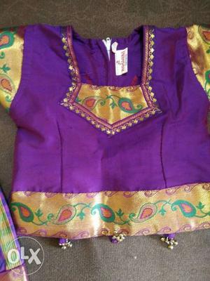 Purple traditional ghagra choli for 1-2 year old