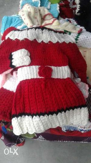 Red And White Knitted Sweater