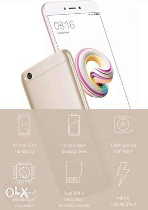 Redmi 5a 2gb.16gb Gold No Replace