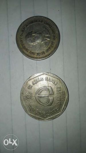 Ru.2 Rupai coins with cross mark