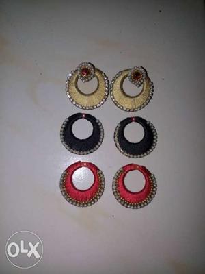 Silk thread earrings 3 pair in 100rs