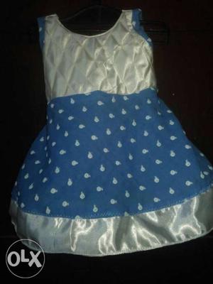 Blue And White Polka Dot Spaghetti Strap Dress