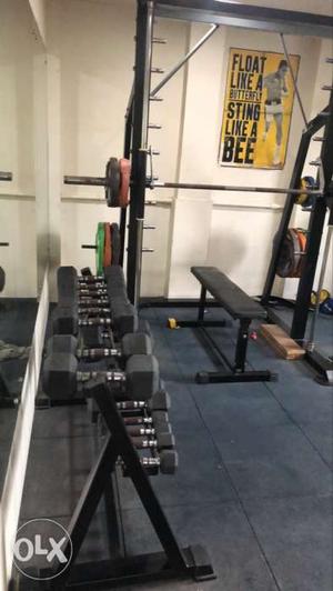 GYM SET UP (dumbells from2.5kg to 15kg), cable