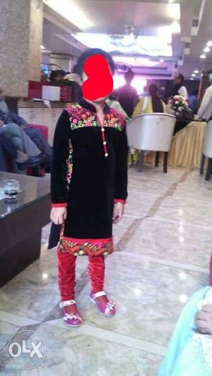 Party wear shneel suit with pjaami for 6,7 year girl