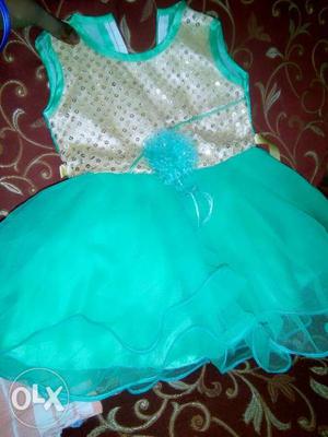 Used 2 times green dress for 1 year baby