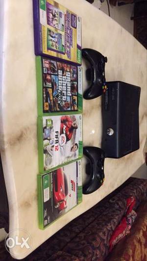 Xbox 360 Console With 2Controllers And 4Games Cases