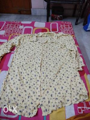 Yellow And Blue Floral Shirt for XL,XXL size