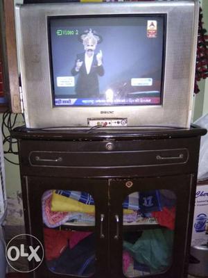 20 inch sony tv with wooden cabinet trolly.