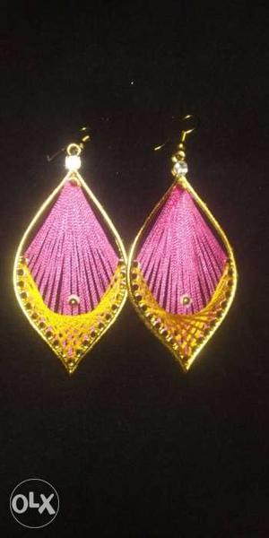 Beautiful silk thread handmade string earrings at