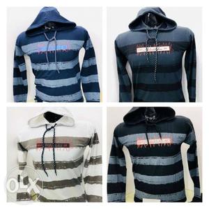 Black And White Stripe Pullover Hoodie
