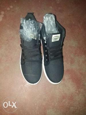 Pair Of Black Air Jordan Basketball Shoes