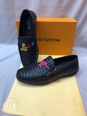 Pair Of Black Leather Loafers With Box