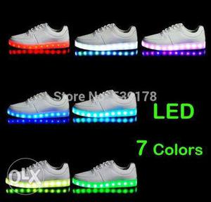Pair Of White Sneakers led with charger only 7 or 8 size