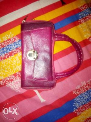 Pink Leather Bi-fold Wallet