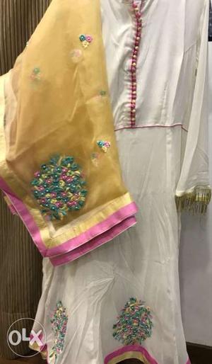 Pure georget anarkali shirt with pure organza