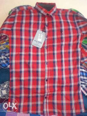 Red, White, And Blue Plaid Sports Shirt