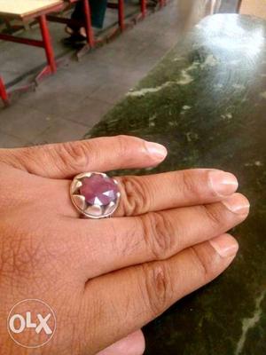 Two Side Ya Mohammed Calligraphy Ring With Natural Ruby