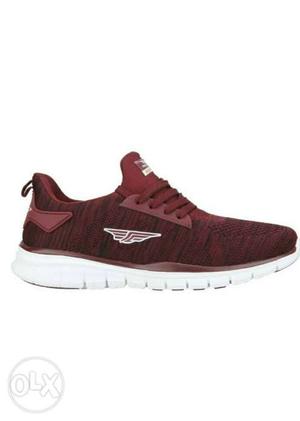 Unpaired Maroon And White Low-top Sneaker