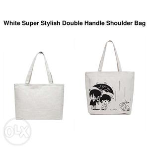 White And Gray Michael Kors Leather Tote Bag