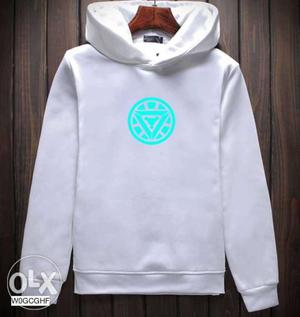 White And Gray Pullover Hoodie
