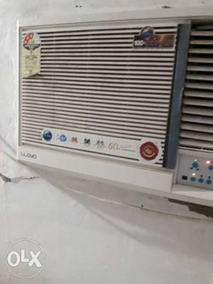 White And Gray Window Type Air Conditioner 2 year old