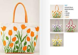 White And Yellow Floral Print Tote Bag