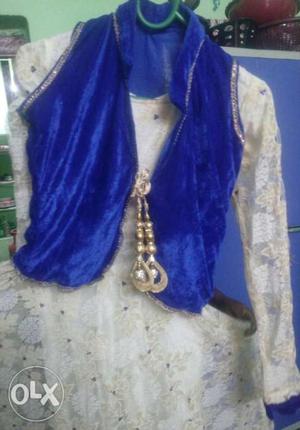 New designer gown blue and white colour with Koti