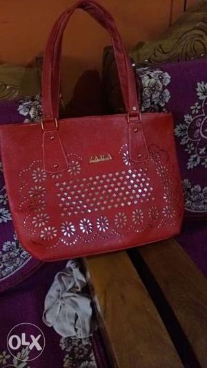 Red Leather Kate Spade Tote Bag