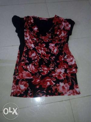 Red colour printed top