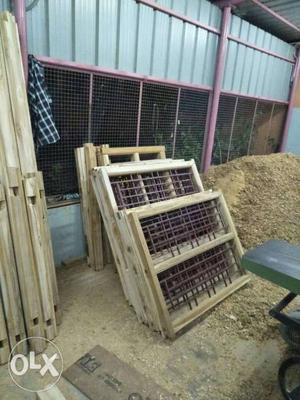 Two White Wooden Pet Cages
