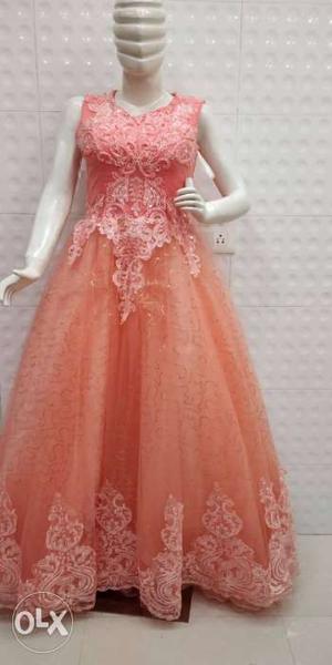 Women's Orange Floral Sleeveless Dress