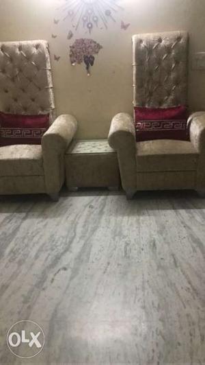 2 long chairs with centre table One year used