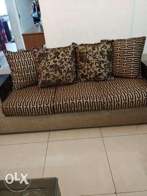 3+2 seater fabric sofa with wooden side rests and