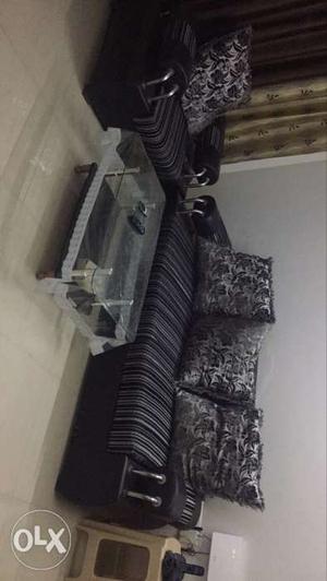 Black And Gray Fabric Sofa Set
