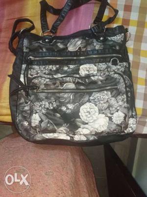 Black And Gray Floral Backpack