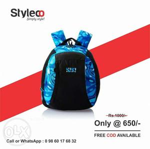 Blue And Black Backpack - COD Available