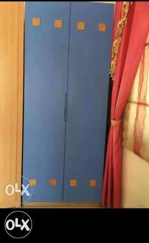 Blue And Brown Wooden Wardrobe