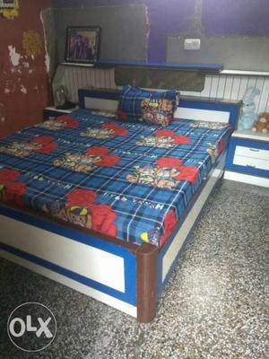 Blue And Red Wooden Bed Frame