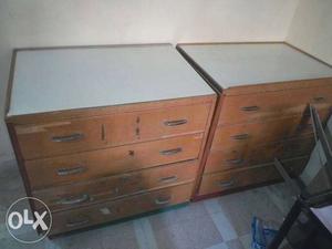 Brown wooden drawer set. Good condition. Set of 2.